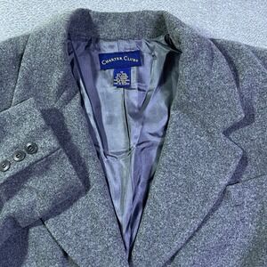 Charter Club Women's Wool Blend Blazer Gray Button Front Career Size 12